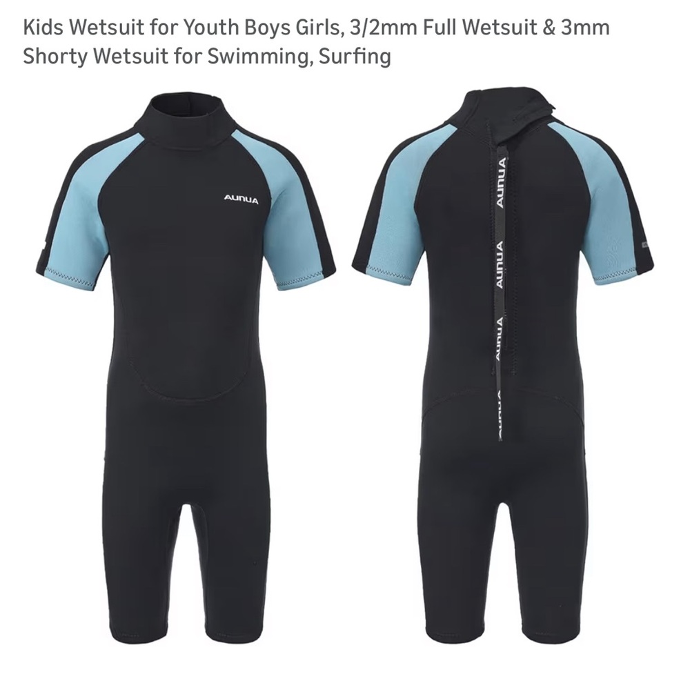 Aunua Black and Blue Shorty Youth Wetsuit